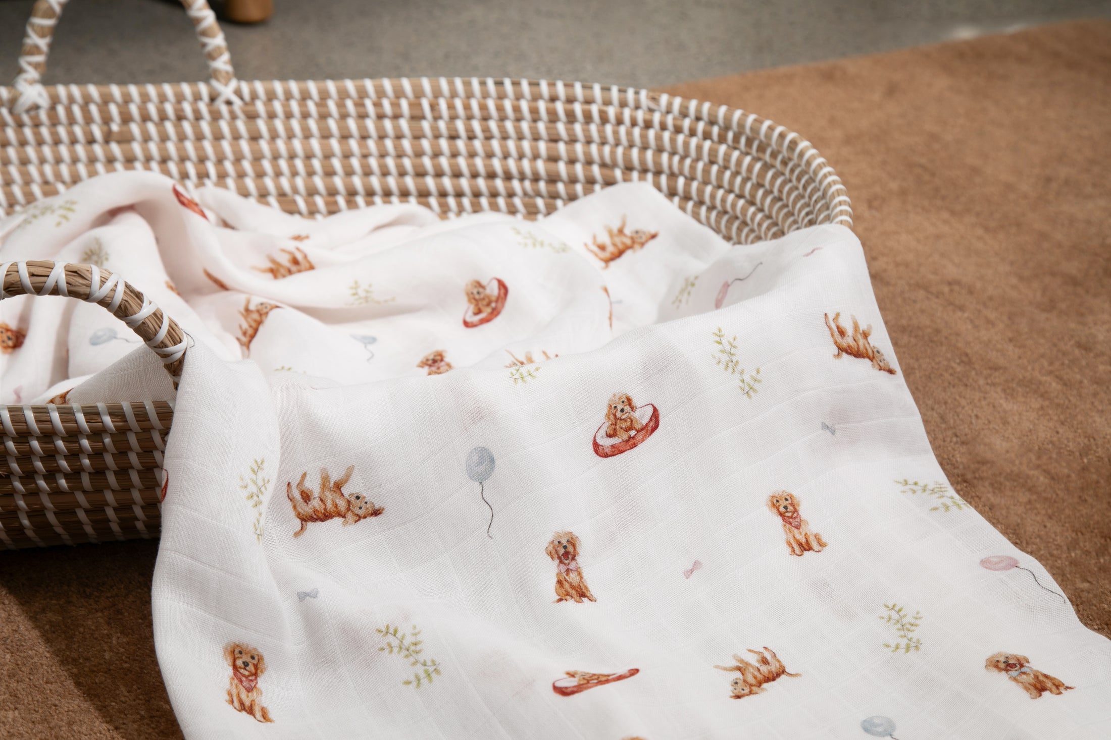 Organic Cotton & Bamboo Muslin Swaddle Blanket in Doodle
