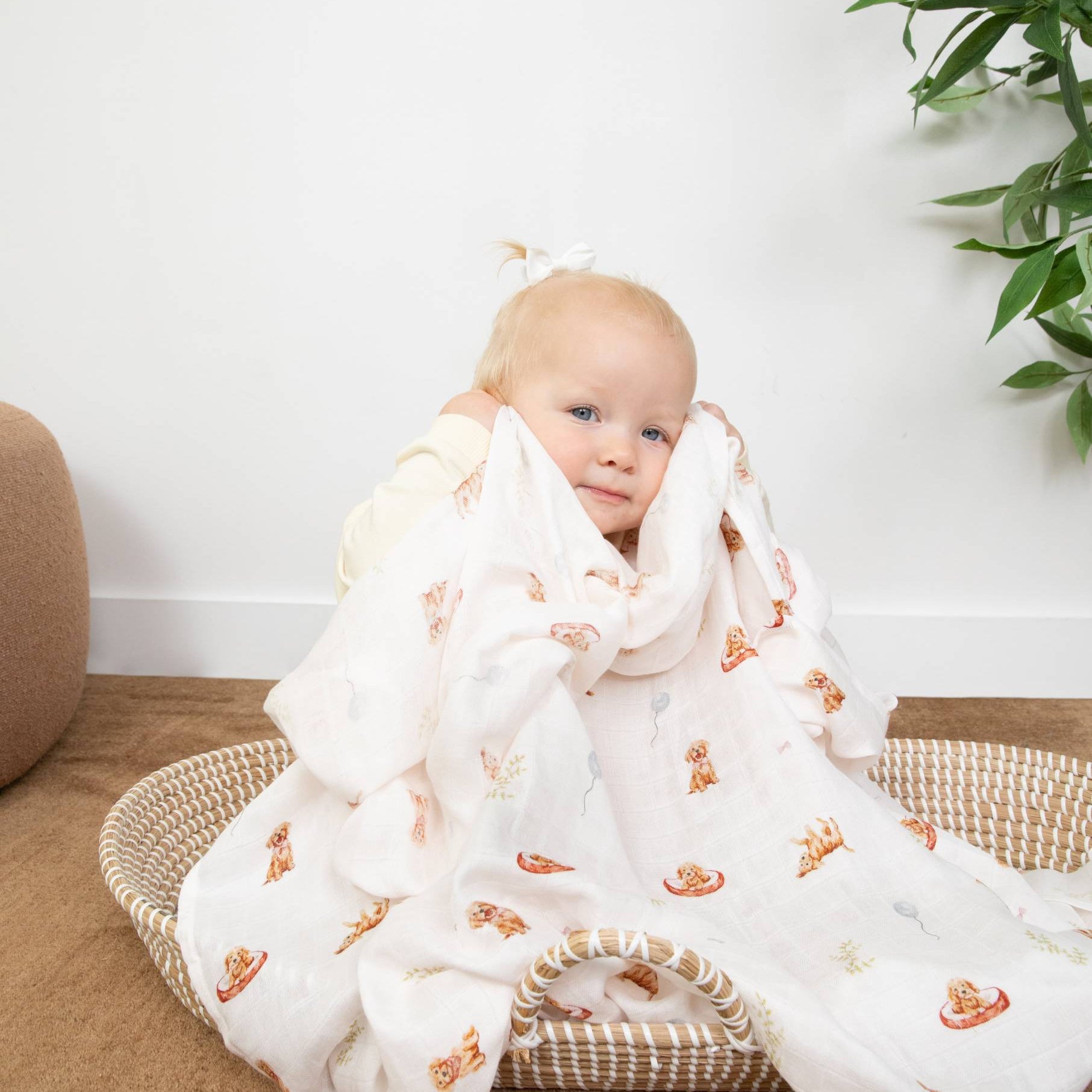 Organic Cotton & Bamboo Muslin Swaddle Blanket in Doodle