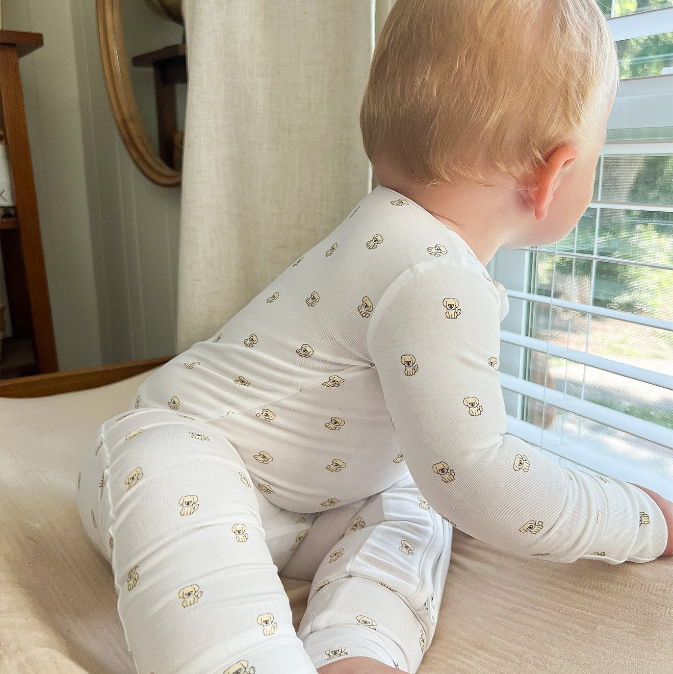 Organic Zippered Romper in Golden Retriever