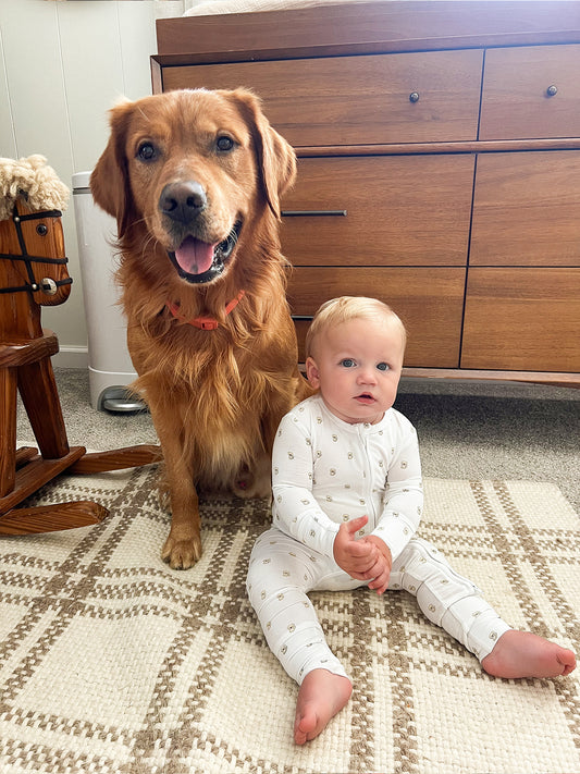 Organic Zippered Romper in Golden Retriever