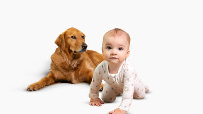 Organic Zippered Footie in Golden Retriever