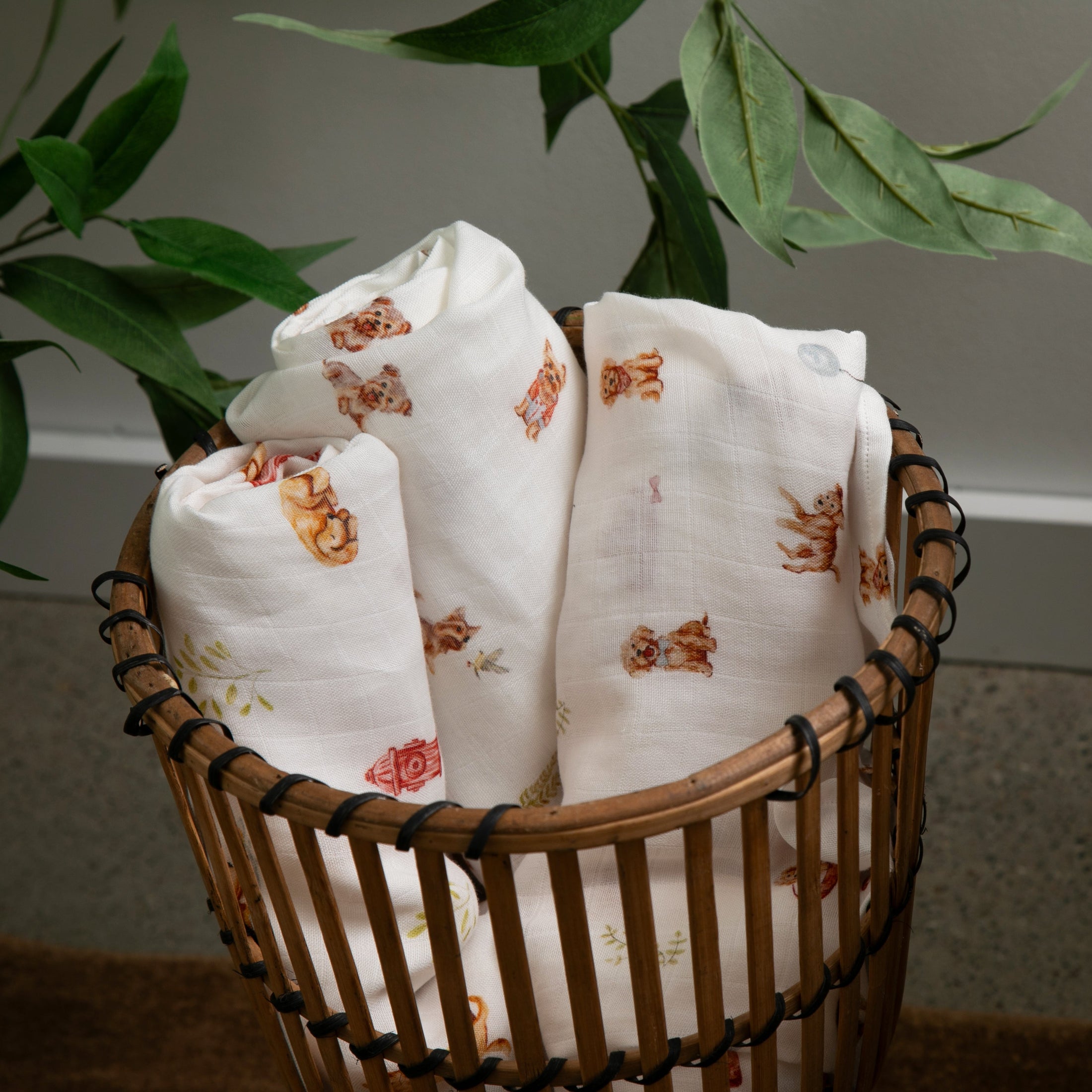 Organic Cotton & Bamboo Muslin Swaddle Blanket in Yorkie