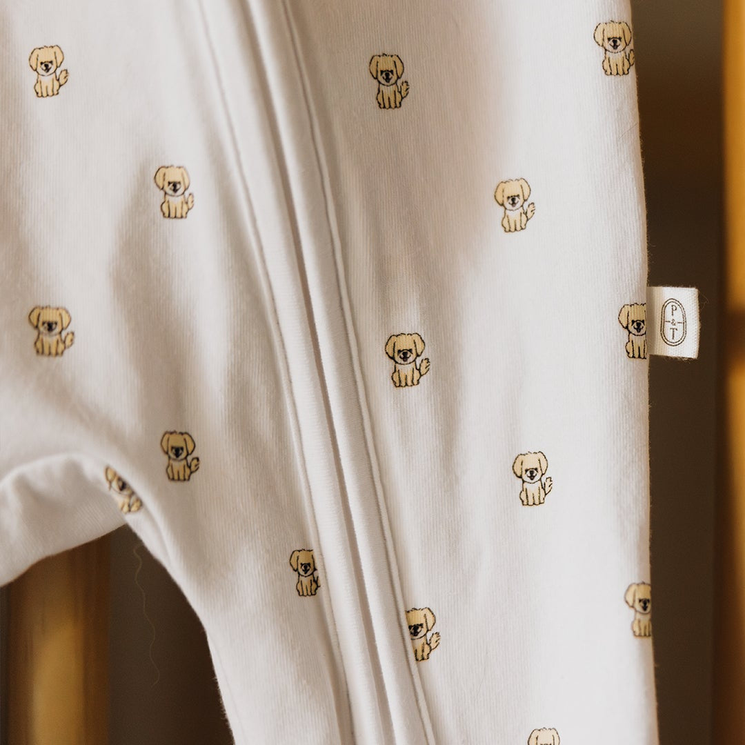 Organic Zippered Footie in Golden Retriever