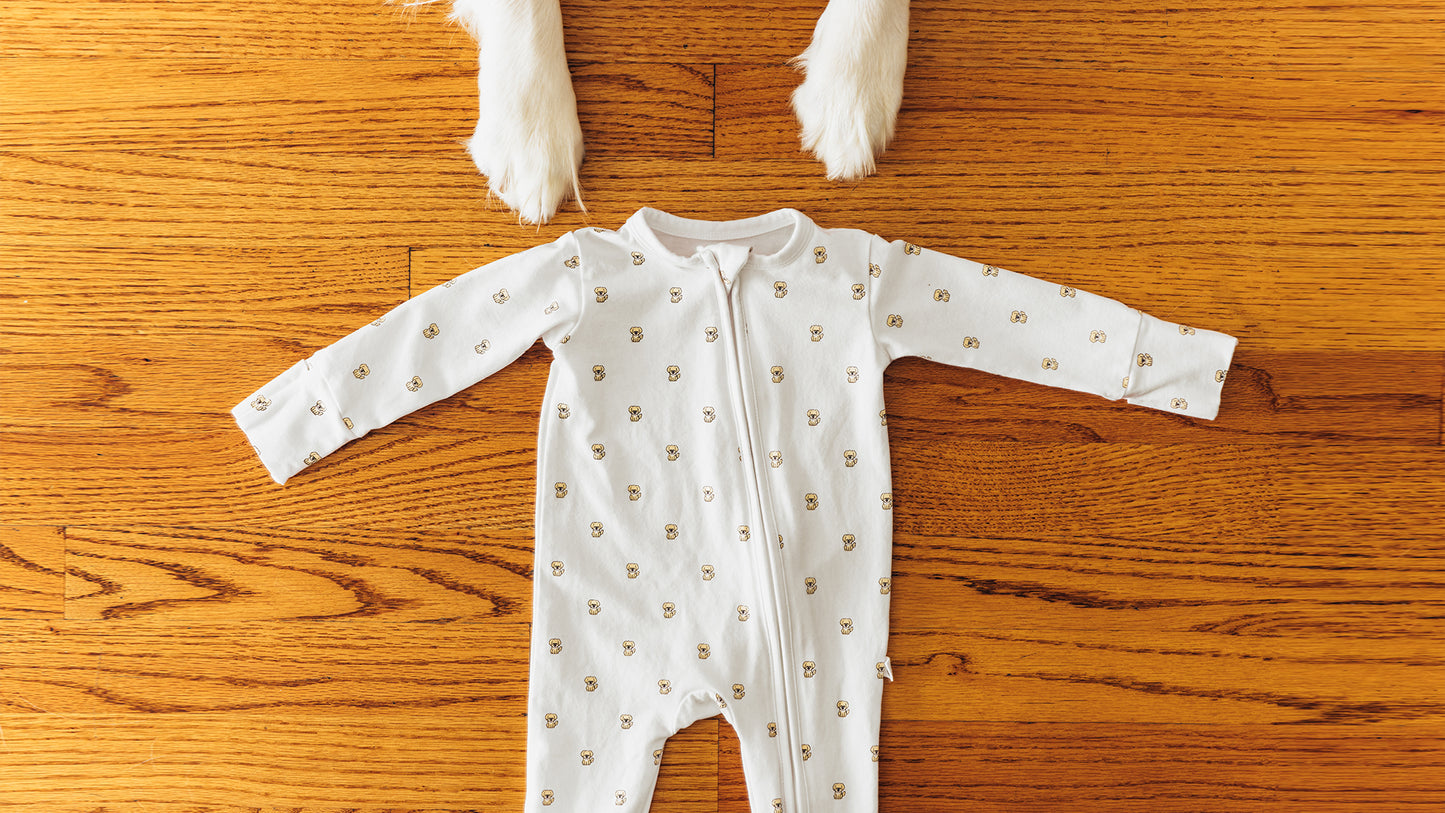 Organic Zippered Footie in Golden Retriever