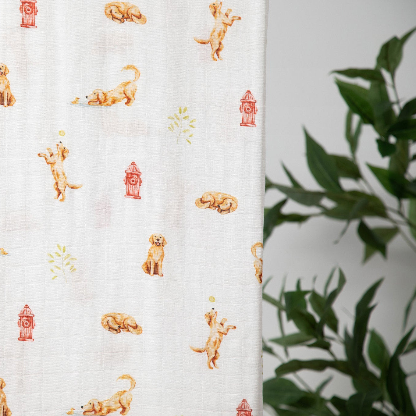 Organic Cotton & Bamboo Muslin Swaddle Blanket in Golden Retriever