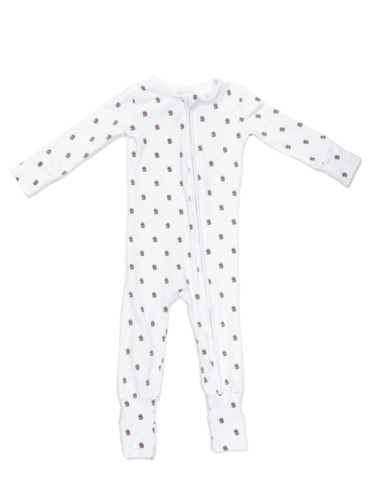 Organic Zippered Romper in Doodle Mix