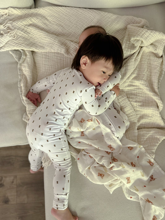 Organic Zippered Romper in Yorkie