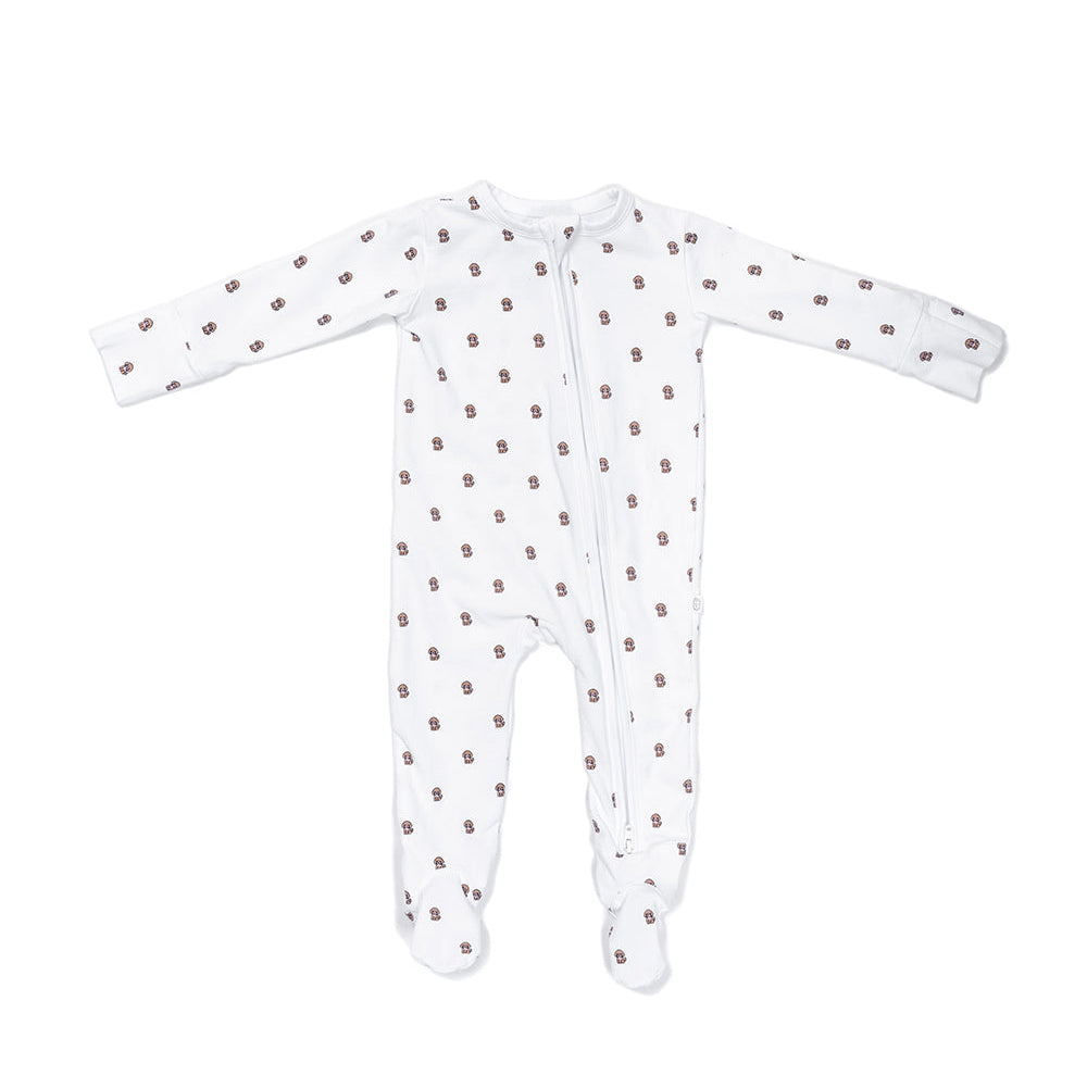 Organic Zippered Footie in Doodle Mix